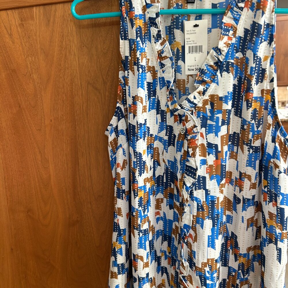 Cabi Jigsaw Top Abstract Print NWT Size L